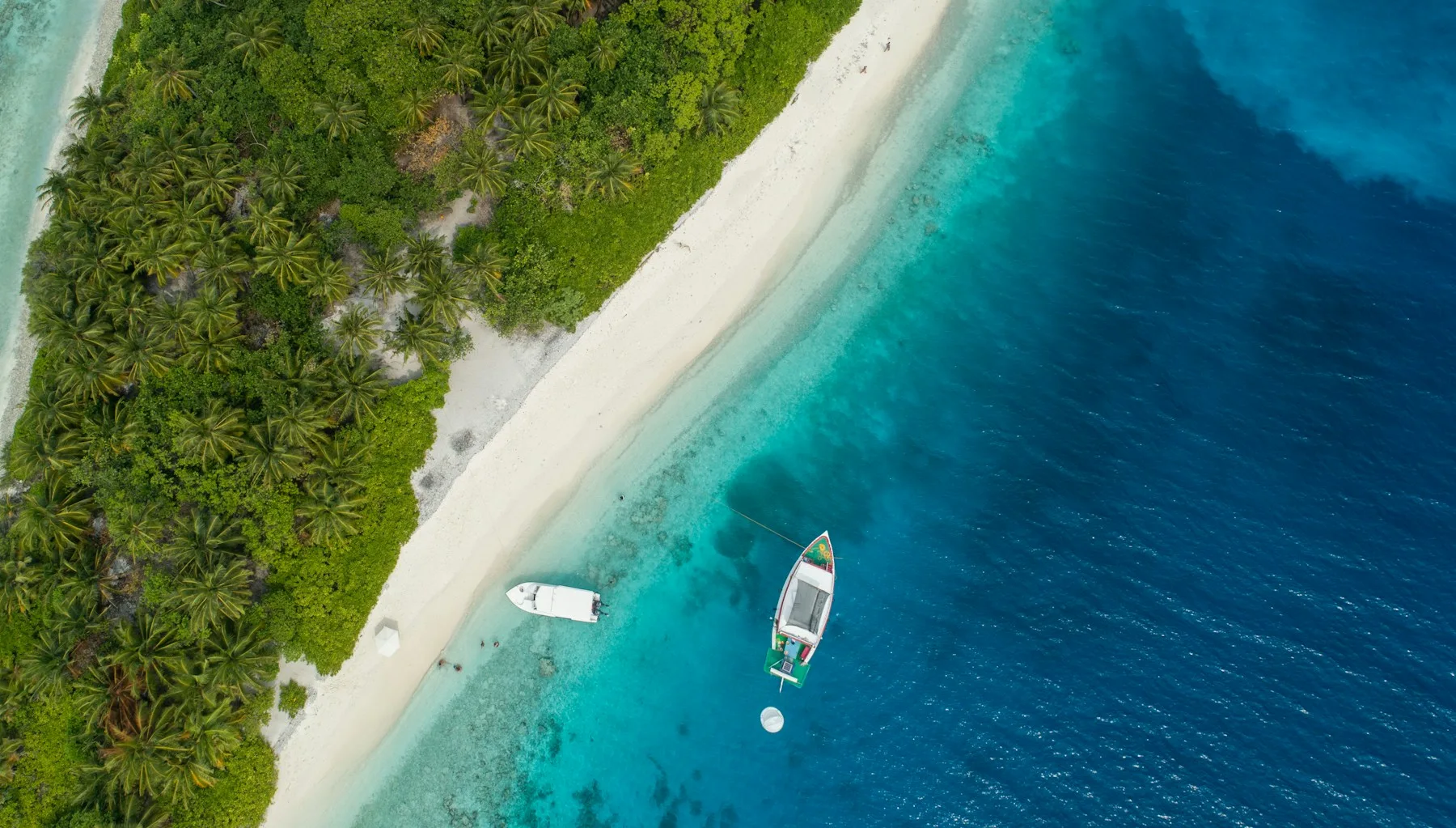 An island edged by turquoise water